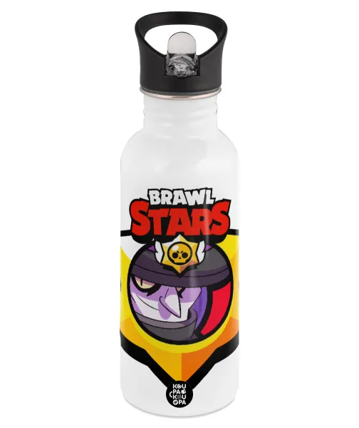 Brawl Stars Mortis — White water bottle with straw, stainless steel 600ml
