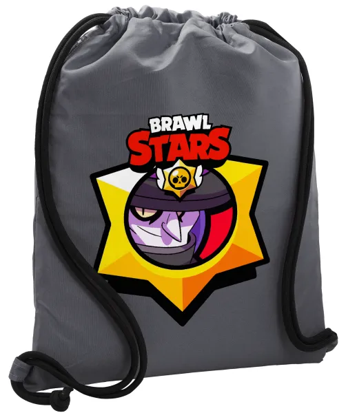 Brawl Stars Mortis — Τσάντα πλάτης πουγκί GYMBAG ΓΚΡΙ, με τσέπη (40x48cm) & χονδρά κορδόνια
