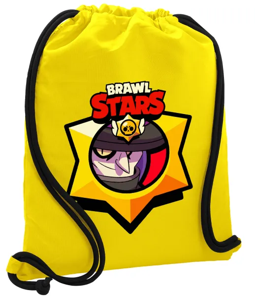 Brawl Stars Mortis — Backpack pouch GYMBAG Yellow, with pocket (40x48cm) & thick cords