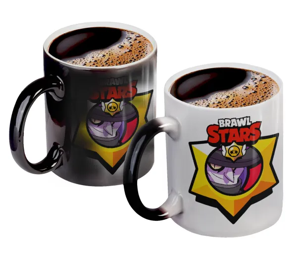 Brawl Stars Mortis — Color changing magic Mug, ceramic, 330ml when adding hot liquid inside, the black colour desappears (1 pcs)