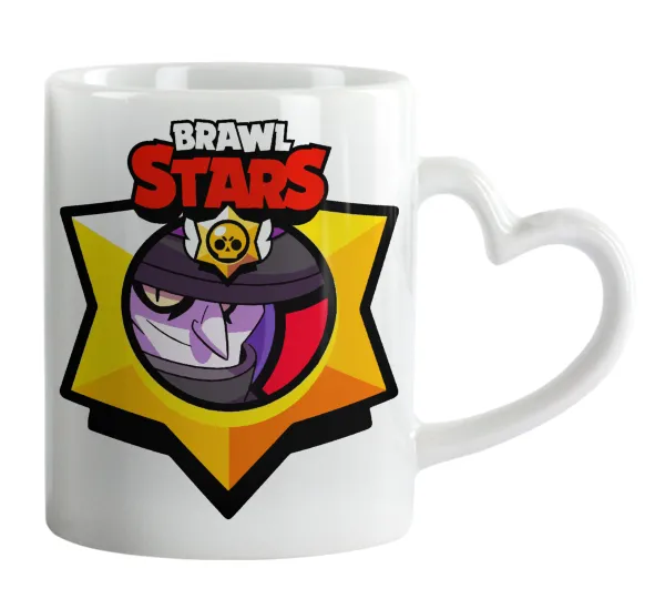 Brawl Stars Mortis — Κούπα καρδιά χερούλι λευκή, κεραμική, 330ml