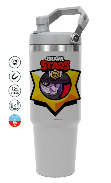 Brawl Stars Mortis — GREY Travel Tumbler with Handle 890ml