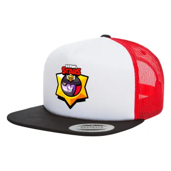 Brawl Stars Mortis, Καπέλο Ενηλίκων Foam Flat Snapback με Δίχτυ Μαύρο-Λευκό-Κόκκινο (POLYESTER, ΕΝΗΛΙΚΩΝ, UNISEX, ONE SIZE)