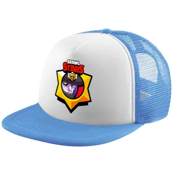 Brawl Stars Mortis, Καπέλο παιδικό Soft Trucker με Δίχτυ ΓΑΛΑΖΙΟ/ΛΕΥΚΟ (POLYESTER, ΠΑΙΔΙΚΟ, ONE SIZE)