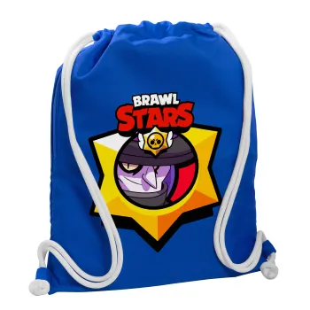 Brawl Stars Mortis, Backpack pouch GYMBAG Blue, with pocket (40x48cm) & thick cords