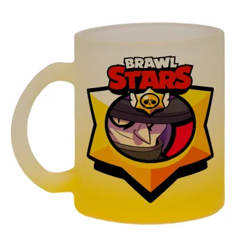 Brawl Stars Mortis, Κούπα γυάλινη δίχρωμη με βάση το κίτρινο ματ, 330ml