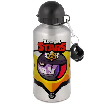 Brawl Stars Mortis, Μεταλλικό παγούρι νερού, Ασημένιο, αλουμινίου 500ml