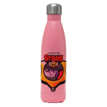 Brawl Stars Mortis, Metal mug thermos Pink Mat (Stainless steel), double wall, 500ml