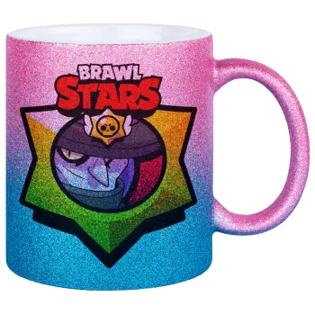 Brawl Stars Mortis, Κούπα Χρυσή/Μπλε Glitter, κεραμική, 330ml