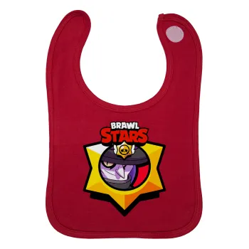 Brawl Stars Mortis, Σαλιάρα με Σκρατς Κόκκινη 100% Organic Cotton (0-18 months)