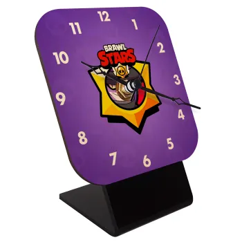 Brawl Stars Mortis, Quartz Table clock in natural wood (10cm)
