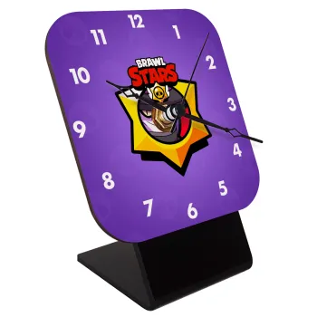 Brawl Stars Mortis, Quartz Wooden table clock with hands (10cm)