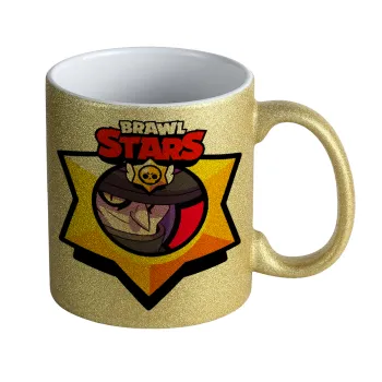 Brawl Stars Mortis, Κούπα Χρυσή Glitter που γυαλίζει, κεραμική, 330ml