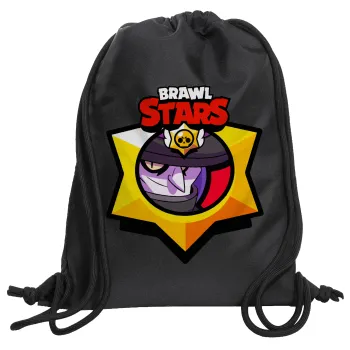 Brawl Stars Mortis, Τσάντα πλάτης πουγκί GYMBAG Μαύρη, με τσέπη (40x48cm) & χονδρά κορδόνια