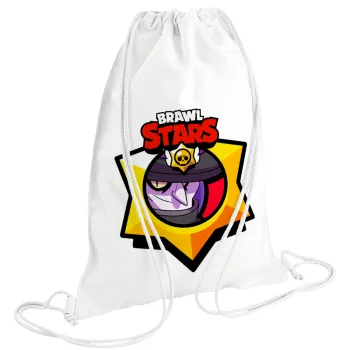 Brawl Stars Mortis, Backpack pouch GYMBAG white (28x40cm)
