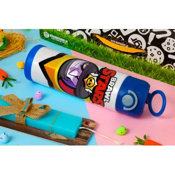 Brawl Stars Mortis, Easter candle, Childrens hot water bottle, stainless steel, with safety straw, BLUE (500ml)