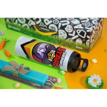 Brawl Stars Mortis, Πασχαλινή Λαμπάδα με Travel Tumbler θερμό με διπλό καπάκι (600ml, BPA free) & κερί αρωματικό πλακέ (30cm) (ΤΙΡΚΟΥΑΖ)