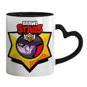 Brawl Stars Mortis, Κούπα καρδιά χερούλι μαύρη, κεραμική, 330ml