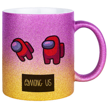 Among US, Κούπα Χρυσή/Ροζ Glitter, κεραμική, 330ml