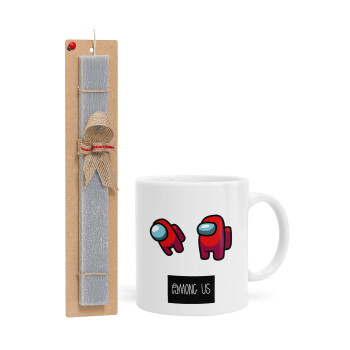Among US, Easter Set, Ceramic Cup (330ml) & Easter aromatic flat candle (30cm) (GRAY)