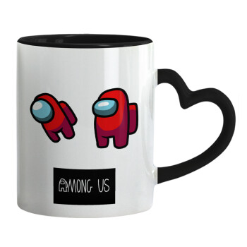 Among US, Mug heart black handle, ceramic, 330ml