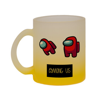 Among US, Κούπα γυάλινη δίχρωμη με βάση το κίτρινο ματ, 330ml