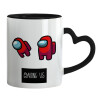 Mug heart black handle, ceramic, 330ml