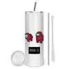 Tumbler stainless steel 600ml, with metal straw & cleaning brush