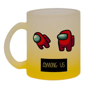 Among US, Κούπα γυάλινη δίχρωμη με βάση το κίτρινο ματ, 330ml