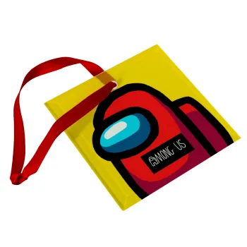 Among US, Christmas ornament, glass square ornament 9x9cm