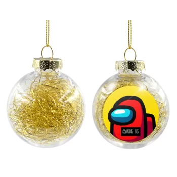 Among US, Transparent Christmas tree ball ornament with gold filling 8cm