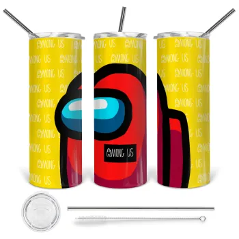 Among US, Tumbler stainless steel 600ml, with metal straw & cleaning brush