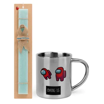 Among US, Πασχαλινή Λαμπάδα με μεταλλική κούπα θερμό (300ml) & κερί αρωματικό πλακέ (30cm) (ΤΙΡΚΟΥΑΖ)