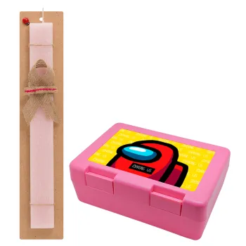 Among US, Easter Set, children's snack container PINK & scented flat Easter candle (30cm) (PINK)