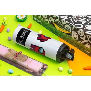 Among US, Πασχαλινή Λαμπάδα με Travel Tumbler θερμό με διπλό καπάκι (600ml, BPA free) & κερί αρωματικό πλακέ (30cm) (ΡΟΖ)