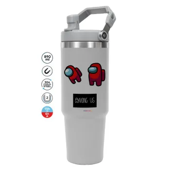 Among US, ΓΚΡΙ χρώματος Θερμός Ανοξείδωτο 890ml (30oz) με χερούλι