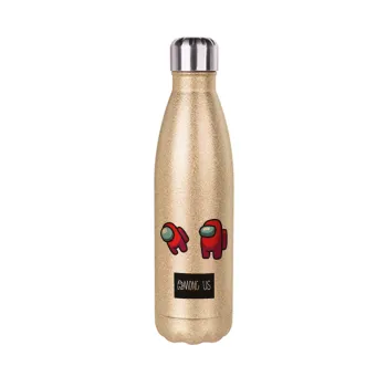 Among US, Glitter gold stainless steel thermos bottle, double-walled, 500ml