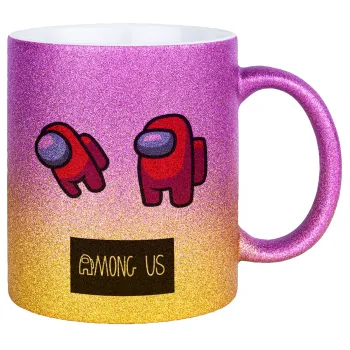 Among US, Κούπα Χρυσή/Ροζ Glitter, κεραμική, 330ml