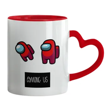 Among US, Mug heart red handle, ceramic, 330ml