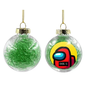 Among US, Transparent Christmas tree ball ornament with green filling 8cm