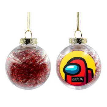 Among US, Transparent Christmas tree ball ornament with red filling 8cm