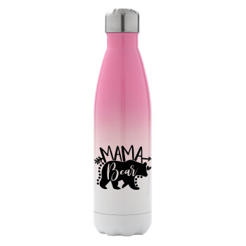 Mama Bear, Metal mug thermos Pink/White (Stainless steel), double wall, 500ml