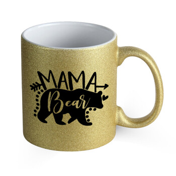 Mama Bear, Κούπα Χρυσή Glitter που γυαλίζει, κεραμική, 330ml