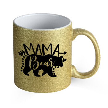 Mama Bear, Κούπα Χρυσή Glitter που γυαλίζει, κεραμική, 330ml