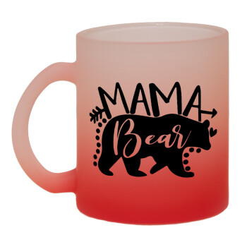 Mama Bear, Κούπα γυάλινη δίχρωμη με βάση το κόκκινο ματ, 330ml