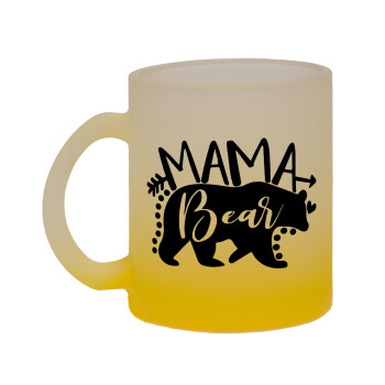 Mama Bear, Κούπα γυάλινη δίχρωμη με βάση το κίτρινο ματ, 330ml