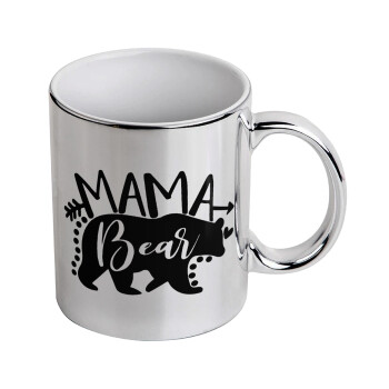 Mama Bear, Mug ceramic, silver mirror, 330ml