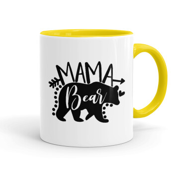 Mama Bear, Κούπα χρωματιστή κίτρινη, κεραμική, 330ml