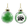 Transparent Christmas tree ball ornament with green filling 8cm
