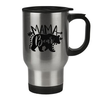 Mama Bear, Stainless steel travel mug with lid, double wall 450ml